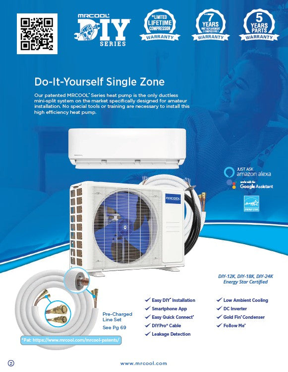 MRCOOL® 12k DIY 5th Generation Mini-split Air Handler & Condenser 115v